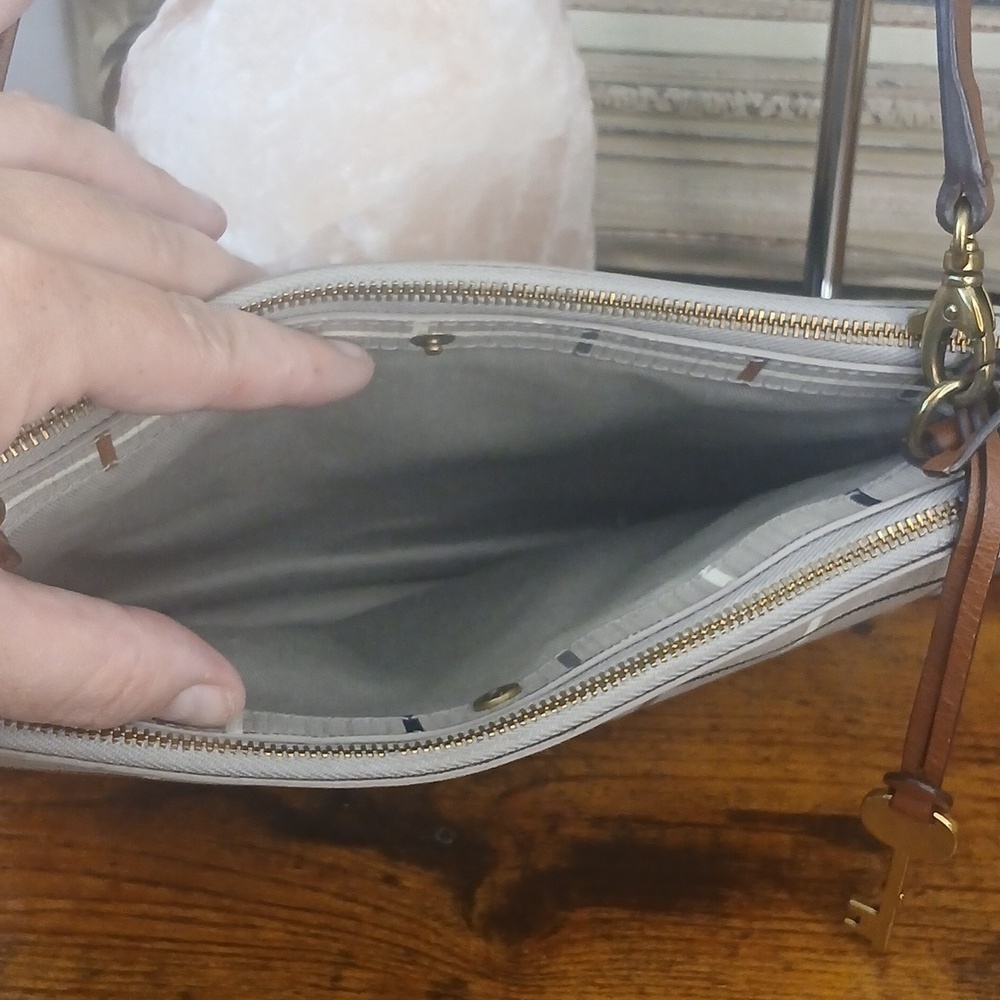 FIRM!!!! Fossil Women's Beige Plaid Shoulder Bag - Picture 7 of 17